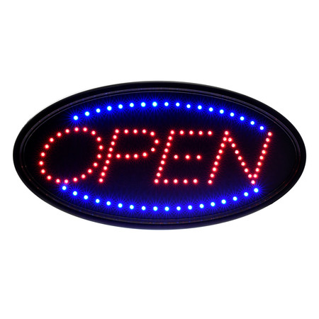 ALPINE INDUSTRIES LED Open Sign, Oval, 19" x 10" 497-01